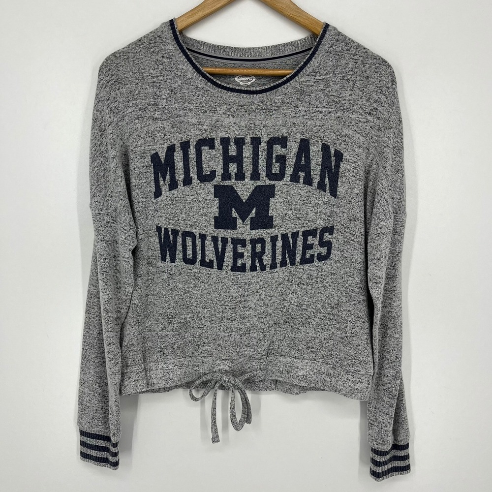 Concepts Sport Michigan Wolverines Grey Marled Drawstring Long Sleeve Top Small